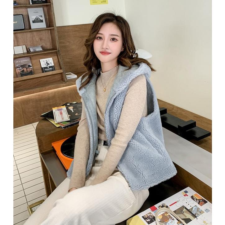 フード付き ベスト レディース アウター 秋 冬 ファーベスト