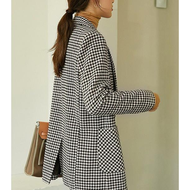 ジャケット レディース 千鳥格子 秋冬 キルティング裏地 アウター 秋