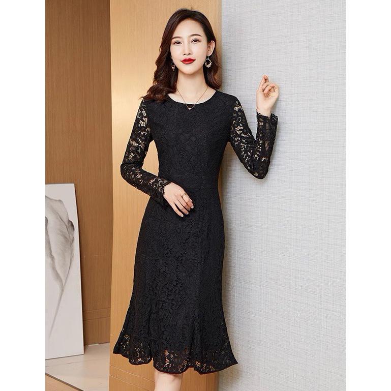 パーティードレス 結婚式 お呼ばれドレス マーメイドワンピース 膝丈 袖あり 長袖 花柄 総レース タイト シアー 大きいサイズ 3L 4L 黒 20代 30代 40代 パーティードレス 結婚式 お呼ばれドレス マーメイドワンピース 膝丈