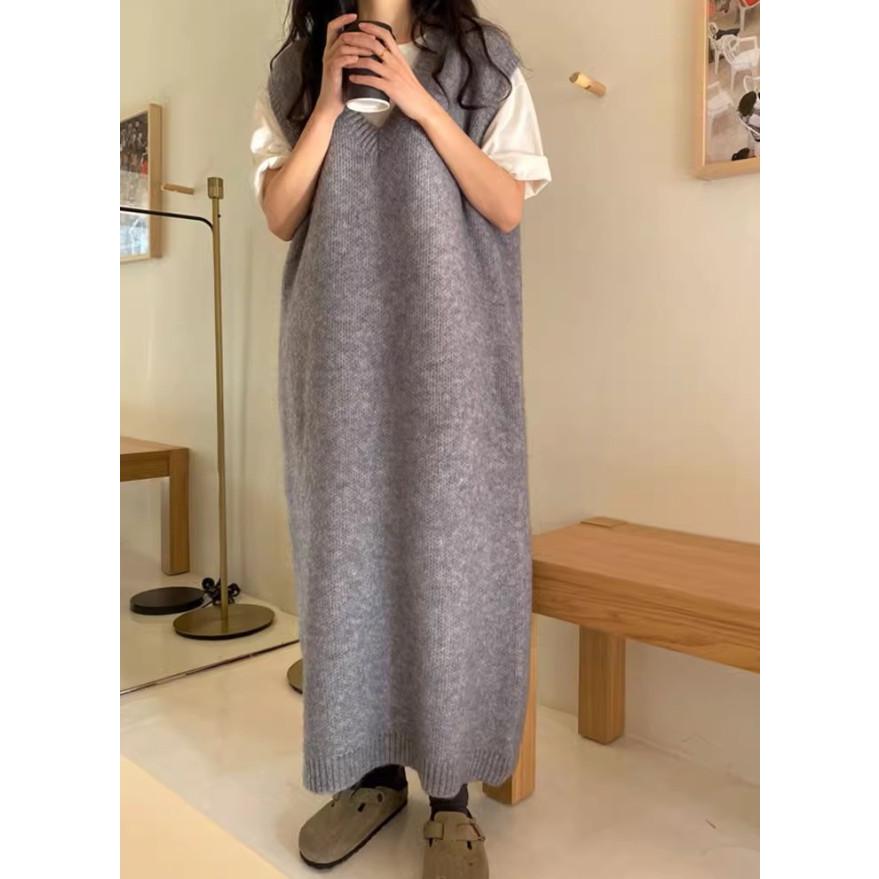 ベストニットワンピース セーター ミモレ ロング ロング丈 マキシ マキシ丈 9分丈 ノースリーブ 襟なし ニット かわいい 大人可愛い きれいめ シンプル カジュアル 大人 上品 おしゃれ お洒落 かっこいい レトロ 大人可愛い 大人女子 こなれ感 メンズライク マニッシュ ワンピース レディース ロング丈 マキシ丈 ニットベスト マキシ