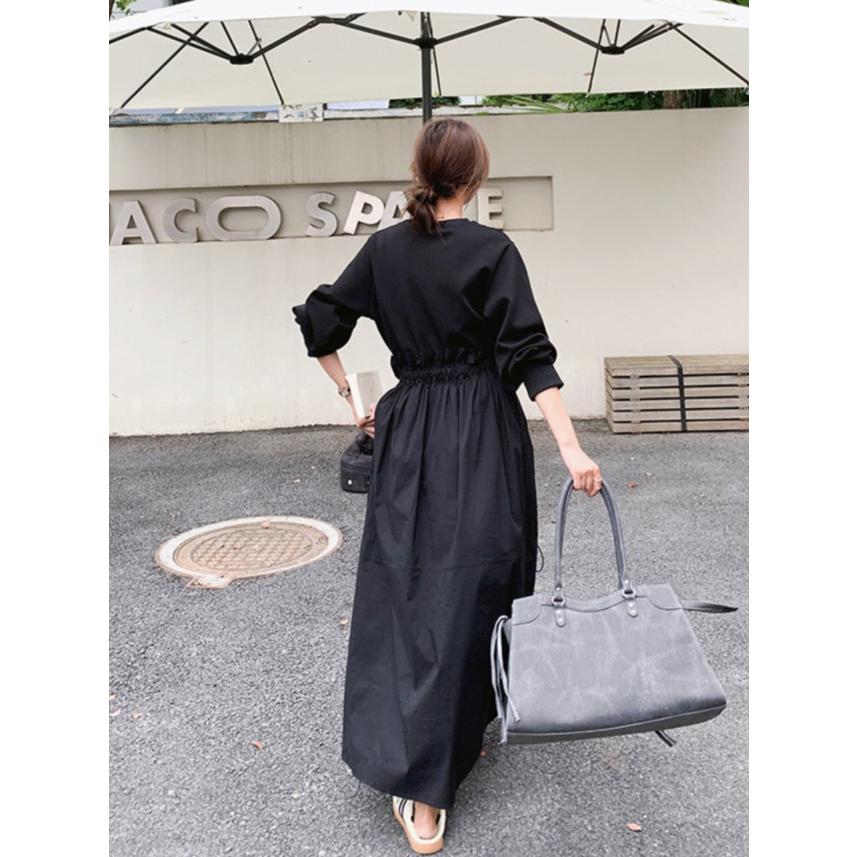 ワンピース レディース 長袖 切り替え スウェットワンピース ロング丈