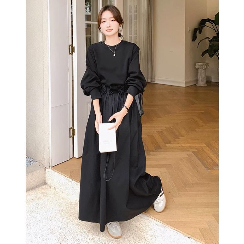 ワンピース レディース 長袖 切り替え スウェットワンピース ロング丈