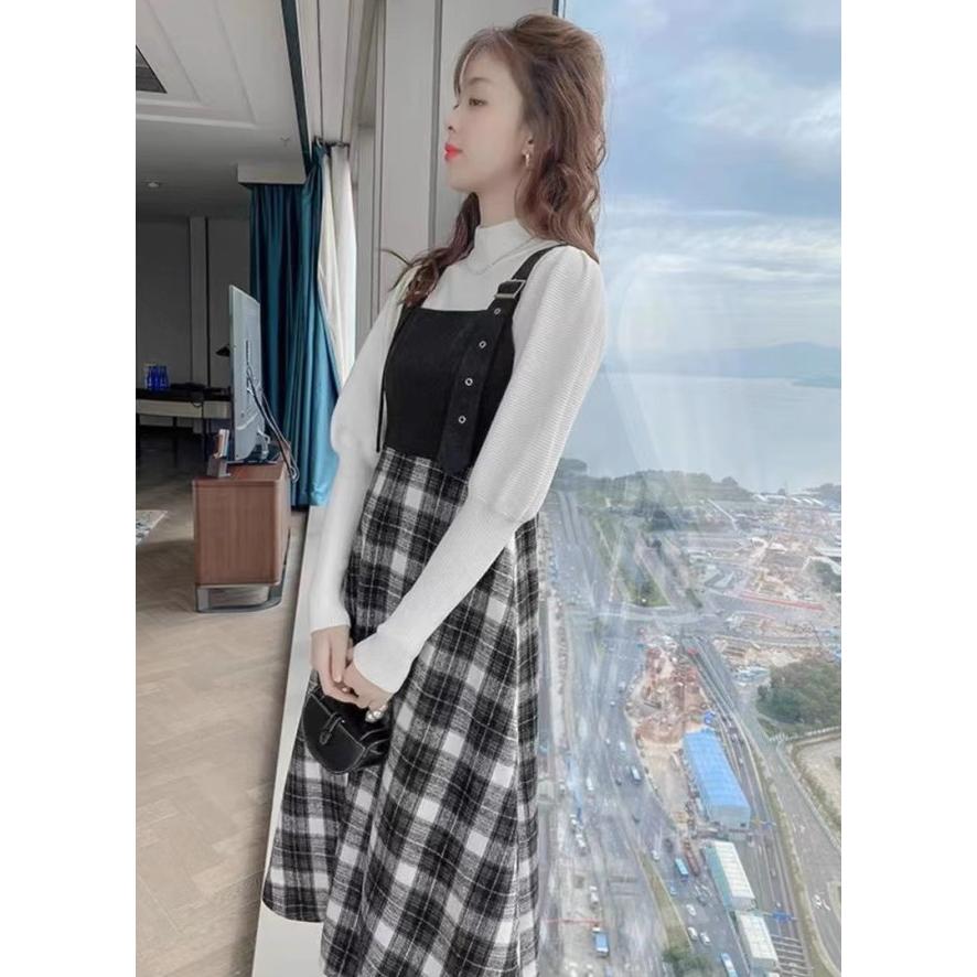 ジャンパースカート 秋冬 切り替えワンピース Aライン