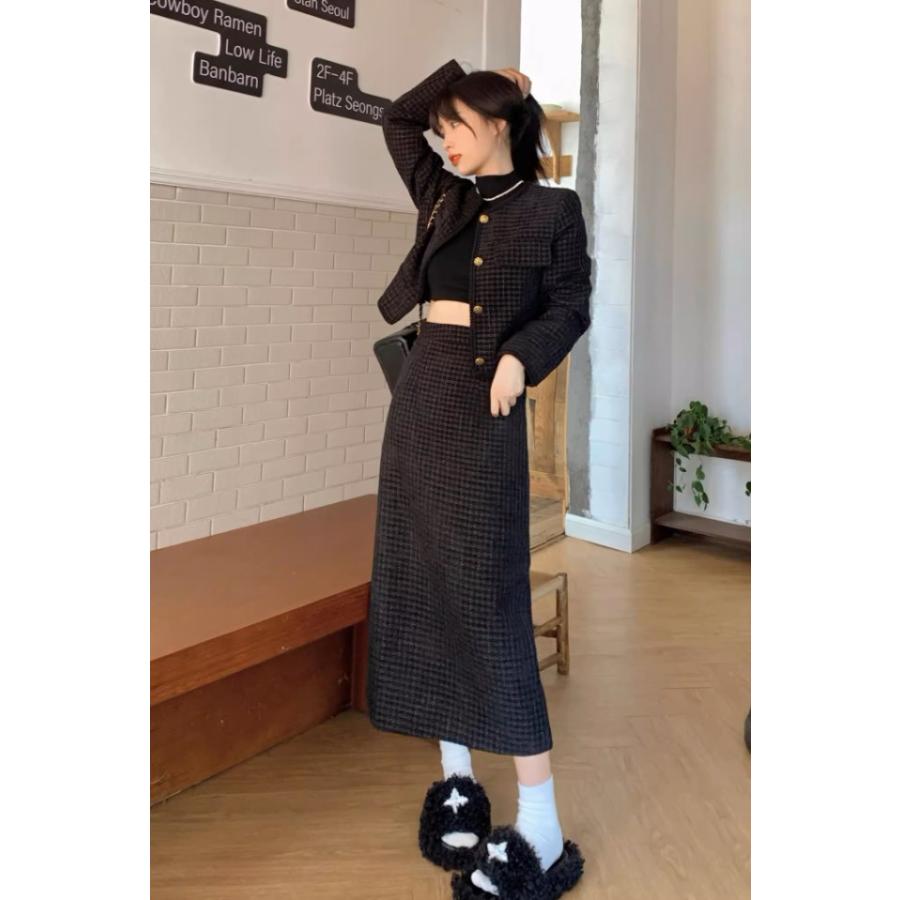 セットアップ スカート スーツ レディース きれいめ ツイードスカート