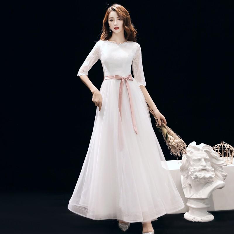 ウェディングドレス 花柄 レース ウエストマーク リボン 結婚式 花嫁 二次会 ミディアム丈 ロングドレス 白 袖あり 五分袖 大きいサイズ 2l 3l パーティードレス Awg0005 Leap リープ 通販 Yahoo ショッピング