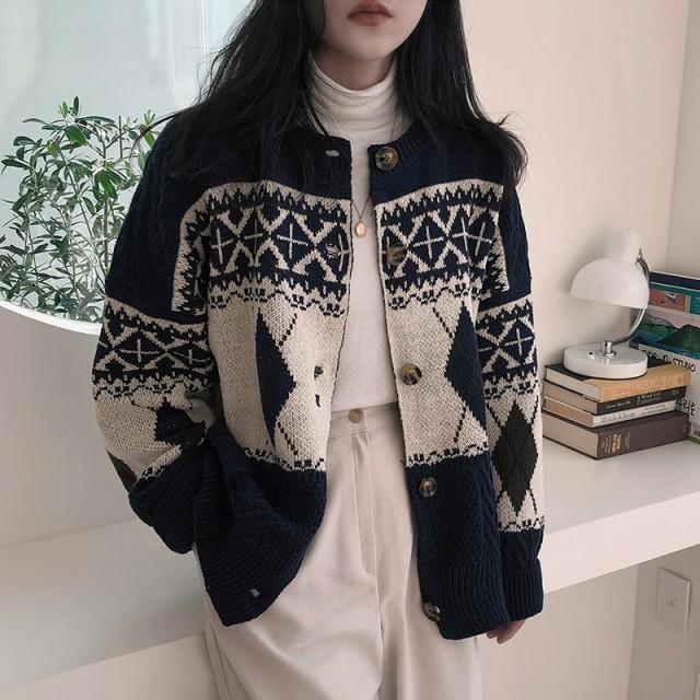 depound 冬の風景柄 ニットカーディガン フリーサイズ depound 冬の風景柄 ニットカーディガン フリーサイズ