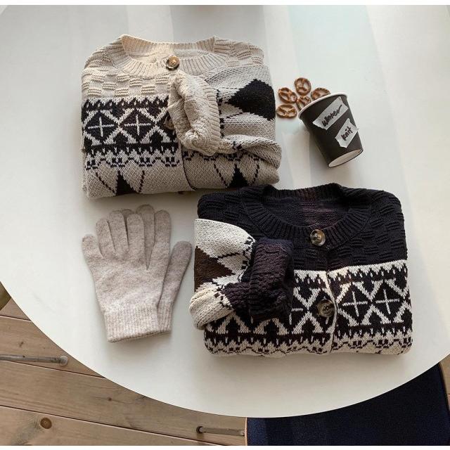 ニットカーディガン カーディガン レディース 秋冬 トップス 配色