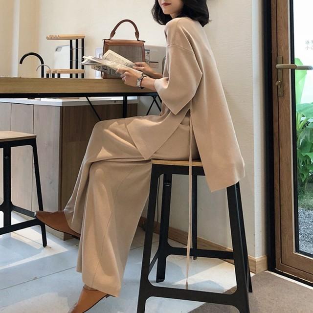 ニット セットアップ レディース 春 秋 冬 ニットパンツ ワイドパンツ セットアップ 代 30代 40代 きれいめ 大きいサイズ 3l 4l 5l 黒 Awg0060 Leap リープ 通販 Yahoo ショッピング
