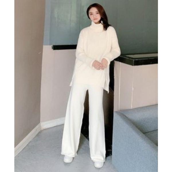 ニット セットアップ レディース 秋 冬 パンツ ワイドパンツ