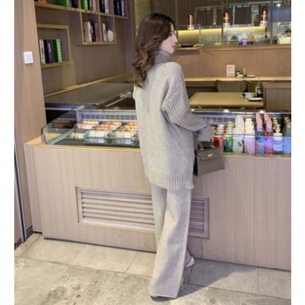 ニット セットアップ レディース 秋 冬 パンツ ワイドパンツ