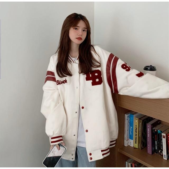 ブルゾン スタジャン レディース スタジアムジャンパー アウター 秋冬 大きいサイズ オーバーサイズ ビッグシルエット 白 黒 Awg0063 Leap リープ 通販 Yahoo ショッピング