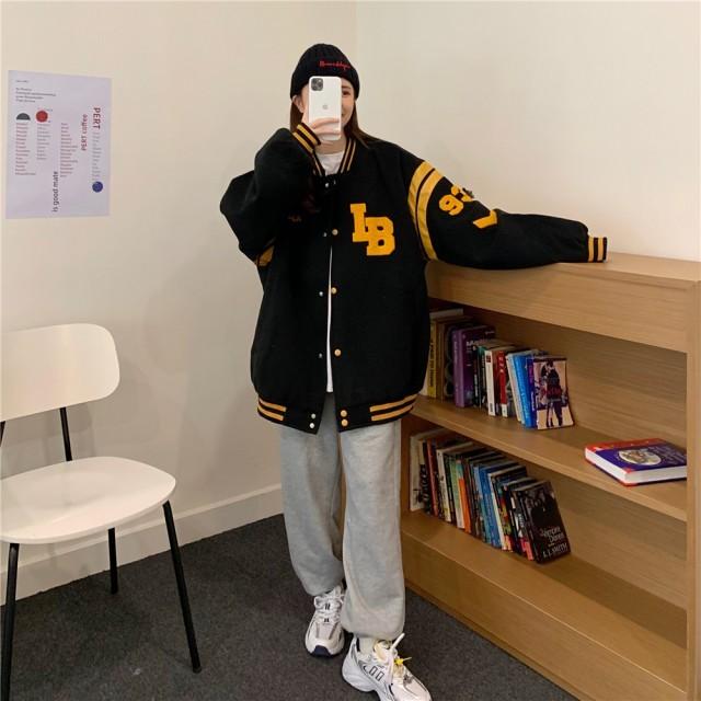 通販 激安 ブルゾンスタジャンレディーススタジアムジャンパーアウター秋冬大きいサイズ韓国オーバーサイズビッグシ Members Digmywell Com