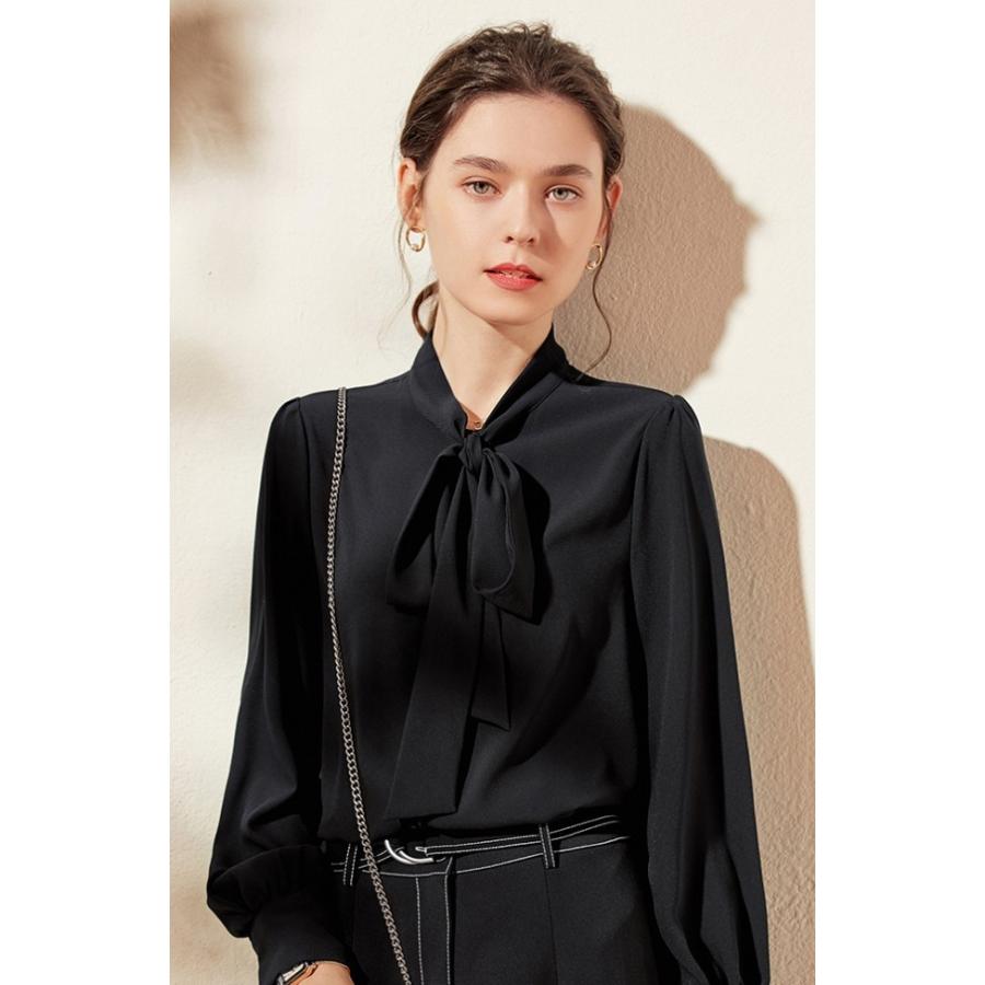 sov.　ブラック　スタンドカラーボウタイブラウス　リボン　シャツ　トップス sov.ブラックスタンドカラーボウタイブラウスリボンシャツトップス