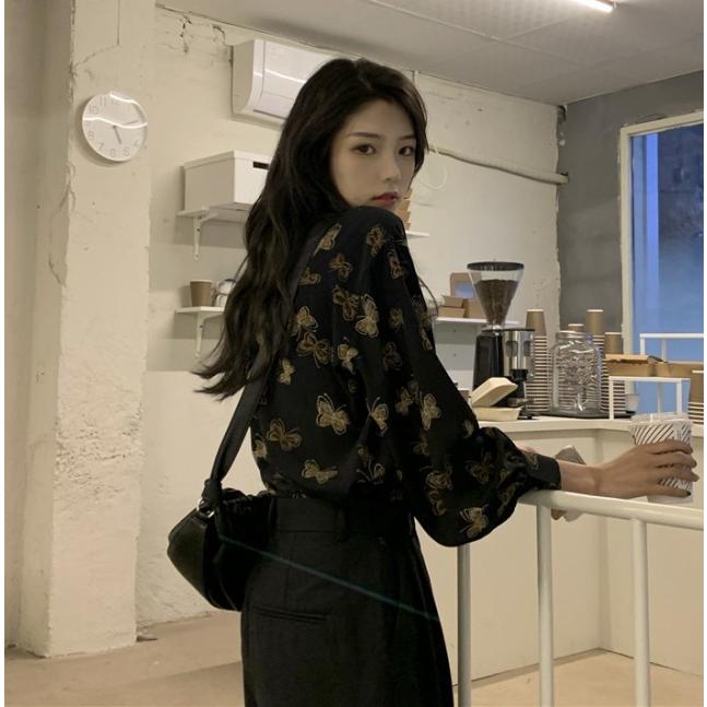 柄シャツ 襟付き シャツ ブラウス 長袖 トップス レディース 春