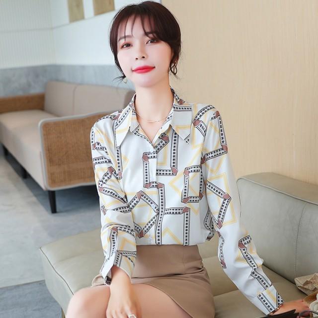 柄シャツ トップス レディース 襟付き ブラウス シャツ 長袖 柄シャツ トップス レディース 襟付き ブラウス シャツ 長袖