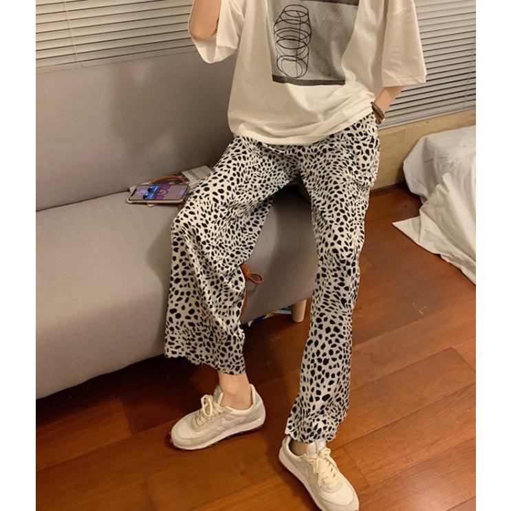 パンツ ワイドパンツ ボトムス レディース ダルメシアン柄 アニマル柄