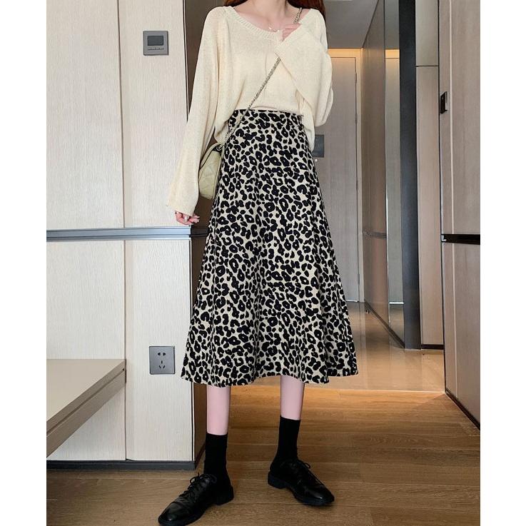 レオパード柄 スカート ミモレ丈 ボトムス レディース ハイウエスト