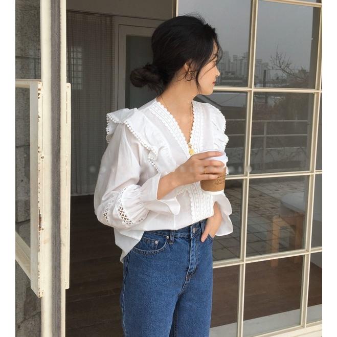 シャツ ブラウス フリル トップス レディース 長袖 春 秋 フリル