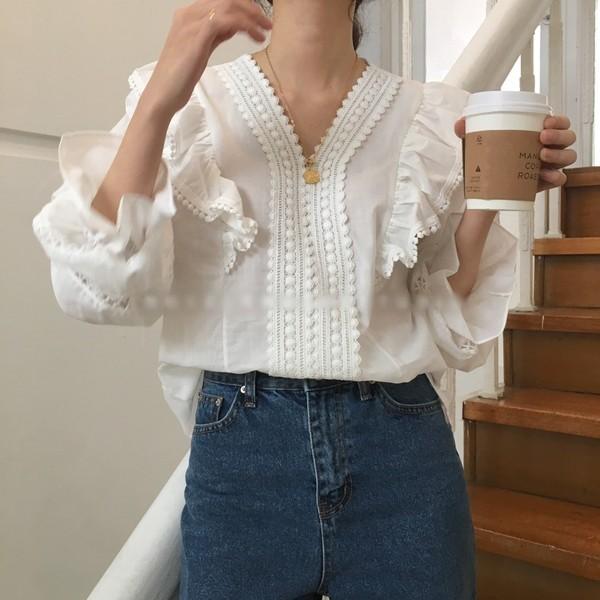 シャツ ブラウス フリル トップス レディース 長袖 春 秋 フリル