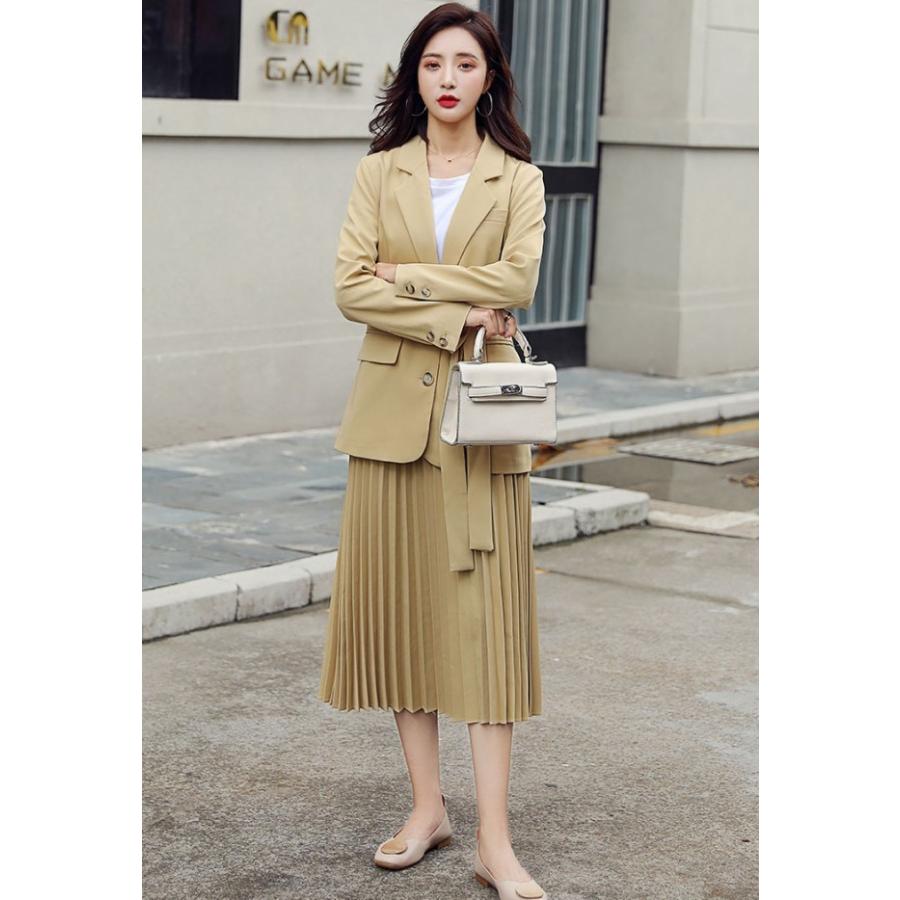 プリーツスカートスーツ セットアップ スカート スーツ レディース ミモレ丈 通勤服 オフィス 大きいサイズ 3l 代 30代 40代 韓国 ファッション Awg0217 Leap リープ 通販 Yahoo ショッピング