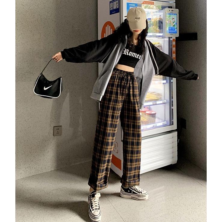 チェックパンツ ワイドパンツ レディース ボトムス ウエストゴム