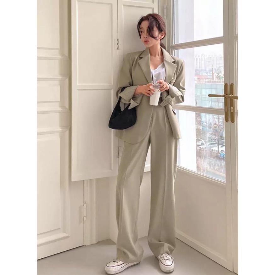 パンツスーツ おしゃれ カジュアルスーツ セットアップ スーツ レディース テーラードジャケット ゆったり 通勤服 オフィス スーツ パンツ セット Awh0006 Leap リープ 通販 Yahoo ショッピング