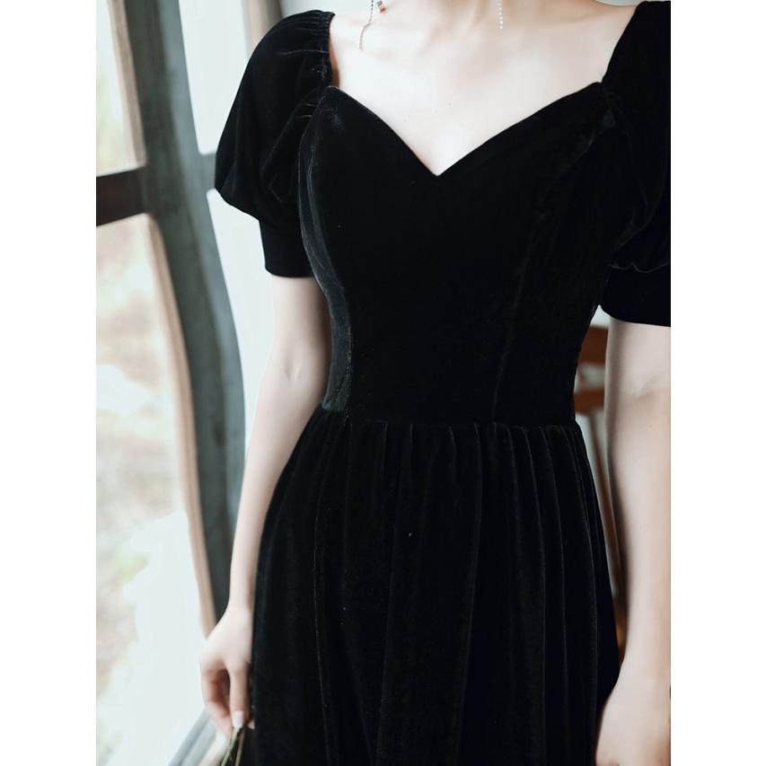 パーティードレス ロング 結婚式 お呼ばれドレス 黒 ロングドレス 演奏