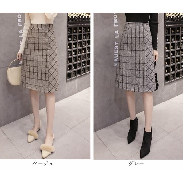 タイトスカート チェックスカート タイト 膝丈 ボトムス レディース