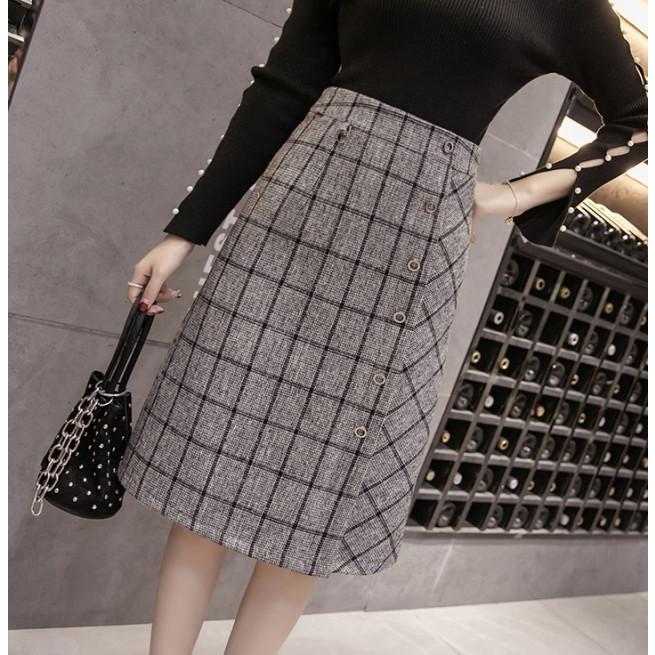 タイトスカート チェックスカート タイト 膝丈 ボトムス
