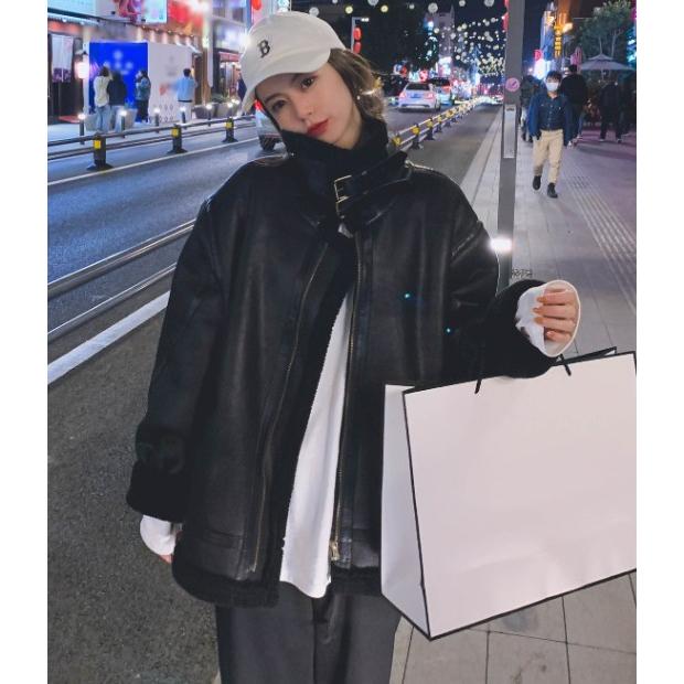 30代 ジャケット アウター 裏ボア ライダースジャケット ショート丈 ビッグシルエット 大きいサイズ ファッション 20代 黒 ムスタンジャケット 冬 レディース ゆったり 韓国 秋冬 コート オーバーサイズ ライダースジャケット レディース アウター 冬 裏ボア ジャケット