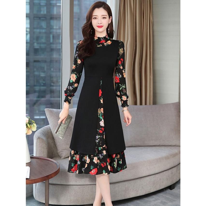 フォーマルワンピース 花柄 ワンピース 長袖 フォーマル パーティードレス 結婚式 お呼ばれドレス 袖あり 大きいサイズ 3l 4l 5l 黒 30代 40代 50代 Awh0181 Leap リープ 通販 Yahoo ショッピング