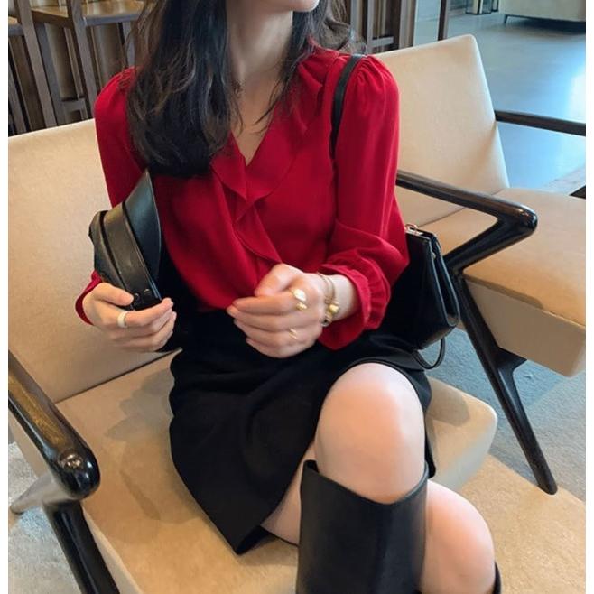 フリルブラウス ブラウス レディース トップス 長袖 春秋 フリル