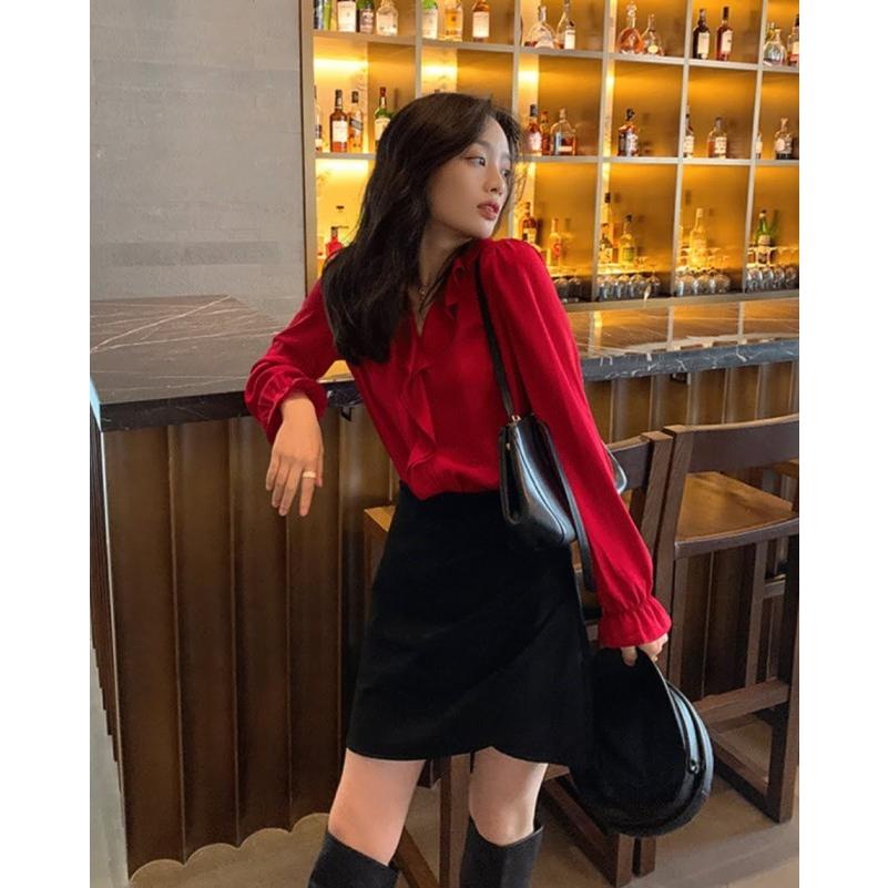 フリルブラウス ブラウス レディース トップス 長袖 春秋 フリル