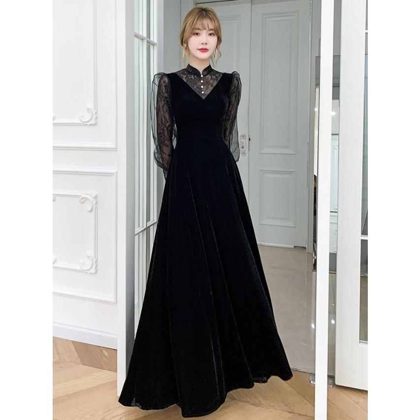 一部即納 パーティードレス 結婚式 お呼ばれドレス 袖あり ロング 長袖 シースルー袖 ロングドレス 黒 大きいサイズ 3L 小さいサイズ 韓国  おしゃれ :AWH0195:Leap・リープ - 通販 - Yahoo!ショッピング