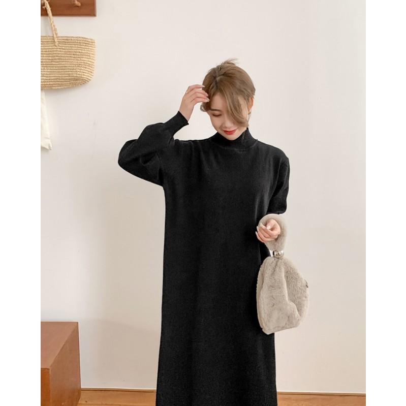 ニットワンピース レディース 冬 秋 ハイネック ワンピース 長袖