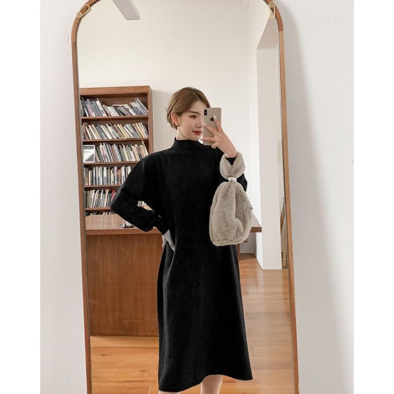 ニットワンピース レディース 冬 秋 ハイネック ワンピース 長袖