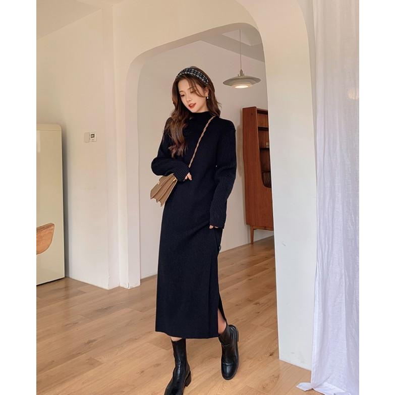 ニットワンピース ロング 長袖 リブニット ハイネック ニットワンピース ロング 長袖 リブニット ハイネック