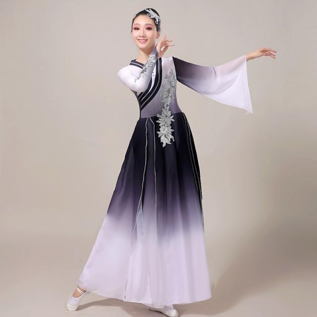 衣装 ダンス レディース 古典ダンス衣装 上下セット ステージ衣装 女性 花柄 ワイドパンツ ロング丈 袖あり 長袖 舞台衣装 大きいサイズ 3L 4L 5L