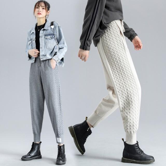 ニットパンツ ニットジョガーパンツ ボトムス レディース 秋冬 テーパードパンツ ウエストゴムパンツ ハイウエストパンツ 黒 秋 冬 白 ゆったり :  awh0299 : Leap・リープ - 通販 - Yahoo!ショッピング