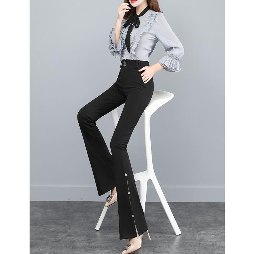 フレアパンツ レディース ボトムス パンツ スリット スリット