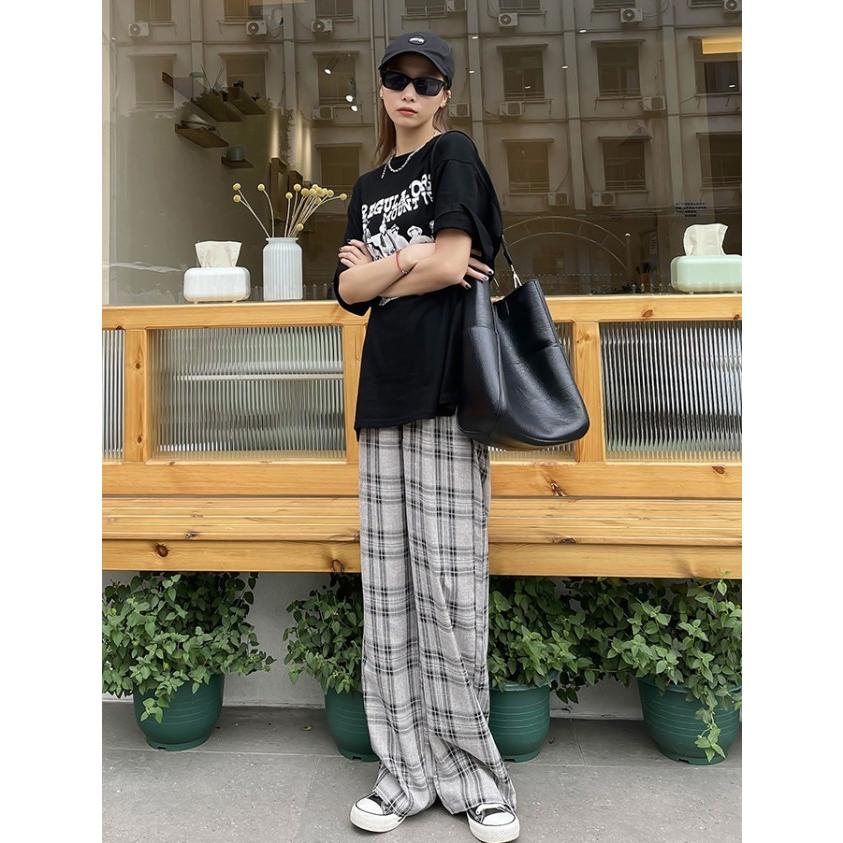 チェックパンツ ストレートパンツ レディース ボトムス ハイ