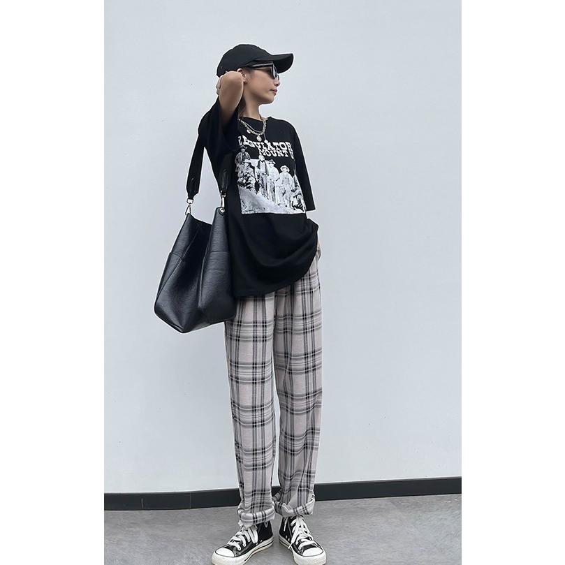 チェックパンツ ストレートパンツ レディース ボトムス ハイ チェックパンツ ストレートパンツ レディース ボトムス ハイ