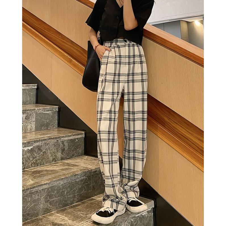 チェックパンツ ストレートパンツ レディース ボトムス ハイ チェックパンツ ストレートパンツ レディース ボトムス ハイ
