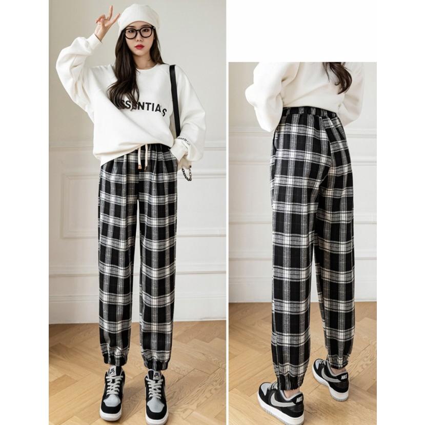 チェックパンツ レディース ボトムス ハイウエスト ウエストゴム