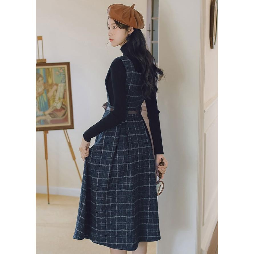 Leilianレリアン ワンピース チェック ノースリーブ ジャンパースカート Leilianレリアン ワンピース チェック ノースリーブ ジャンパースカート
