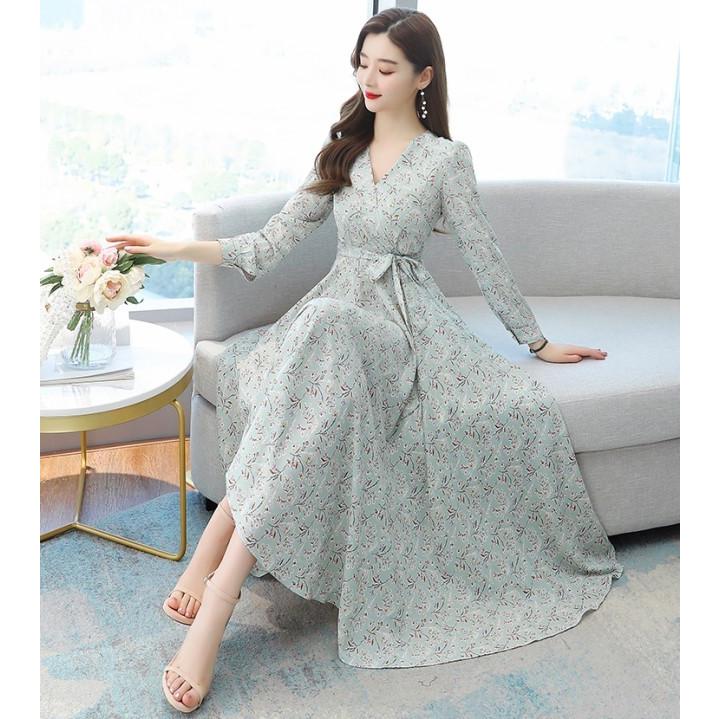 LIBERTY【AMACA】長袖花柄ワンピース　ウエストロープ付き　38 LIBERTY【AMACA】長袖花柄ワンピース ウエストロープ付き 38 LIBERTY