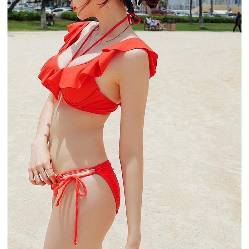 水着 ビキニ水着 レディース ホルターネック フリル ワイヤー入り