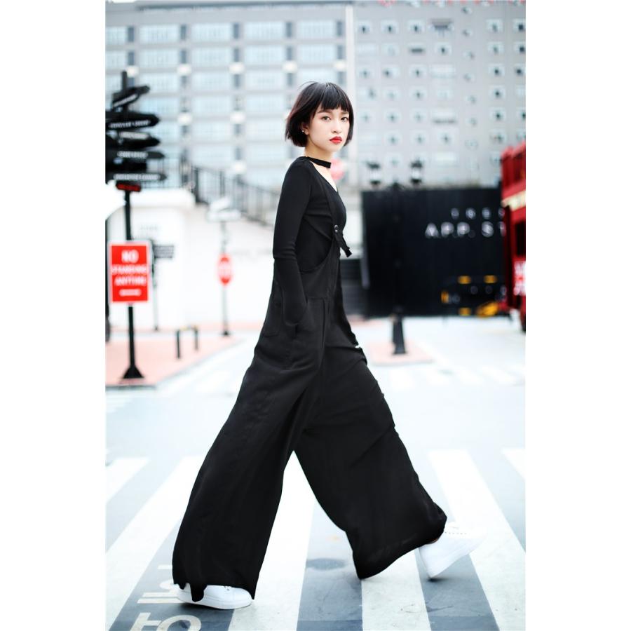 サスペンダー ワイドパンツ オールインワン サロペット ルーズ