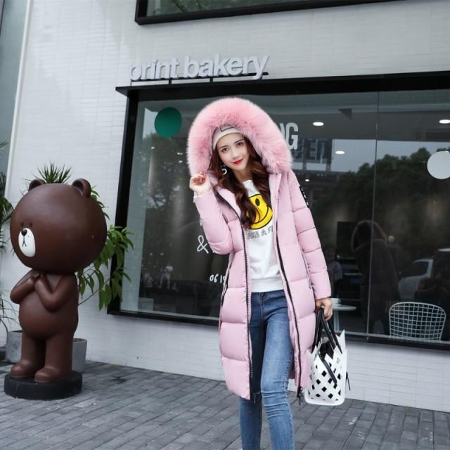 ダウンコート 中綿 ファー付き ロングダウンコート レディース 韓国 