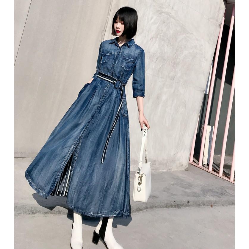 即納 デニムワンピース ロング デニム シャツワンピース 七分袖 大きいサイズ 小さいサイズ Xs 2l 3l 4l 春 夏 秋 冬 カジュアル レディース 韓国 N0035 Leap リープ 通販 Yahoo ショッピング